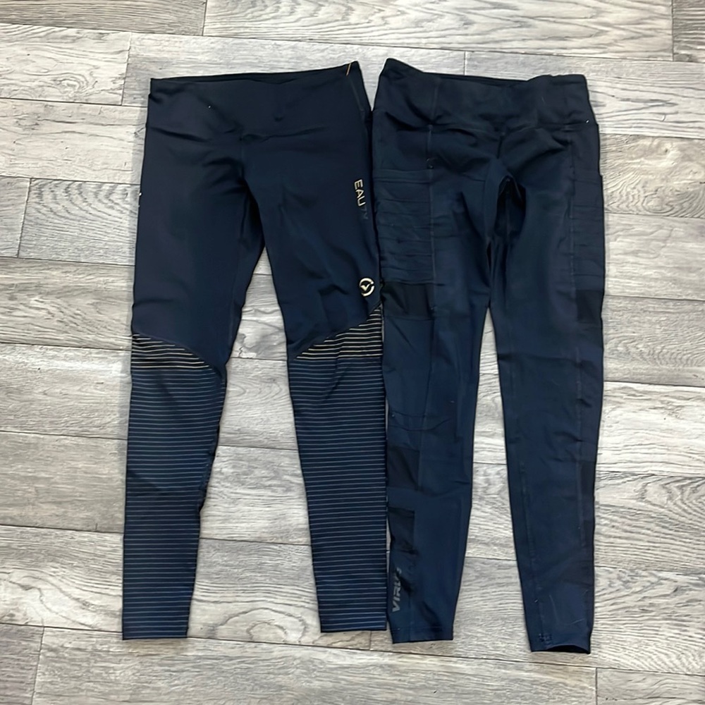 VIRUS Womens lot of 2 black leggings, XS, stash pocket